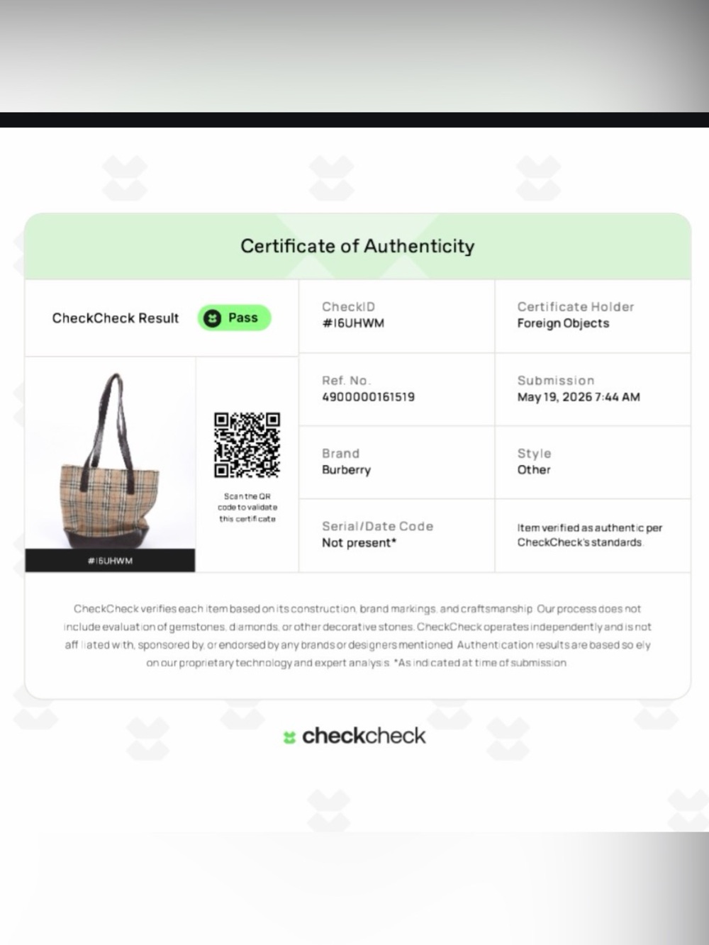 Pre-Owned Burberry Beige Plaid Tote with Brown Leather Trim with COA - Picture 6 of 9